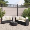 vidaXL Patio Sofa Set with Cushions Lounge Setting Outdoor 9 Piece Poly Rattan - Black and Cream - 2 of 4