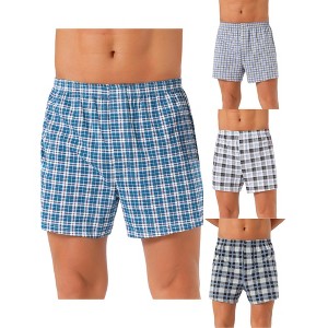 INSPIRE CHIC Men's 4 Pack Elastic Waistband Plaid Pattern Boxer Shorts - 1 of 4