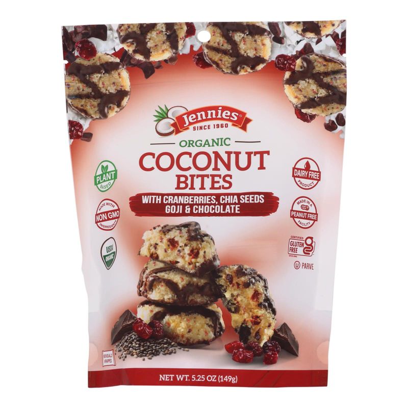 Jennies Cranberries, Chia Seeds, Goji, & Chocolate Coconut Bites - Case of 6/5.25 oz, 2 of 6