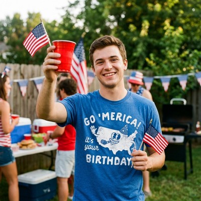 Мужские футболки Crazy Dog T-Shirts, Inc. Mens Funny T Shirts Go America Its Your Birthday Sarcastic Fourth Of July Graphic Tee for Men - Crazy Dog Men's T Shirt For Fourth Of July Royal S — фото 2