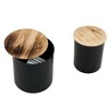 2Pcs Farmhouse Side Table With Storage, Round Wood Lid Rustic Storage Ottoman Seat Stool, Steel Storage Bin, Accent Cocktail Table - 3 of 4