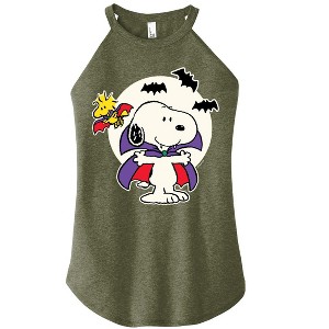 Women's - Peanuts - Snoopy Vampire Glow In The Dark Graphic High Neck Tank - 1 of 4