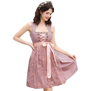 Women's 2-Piece Festival Dress Set with Front Tie Waist Lace Trimmed Apron - 1 of 4
