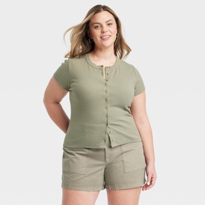 Women's Short Sleeve Button-Down T-Shirt - Universal Thread™ - 1 of 3