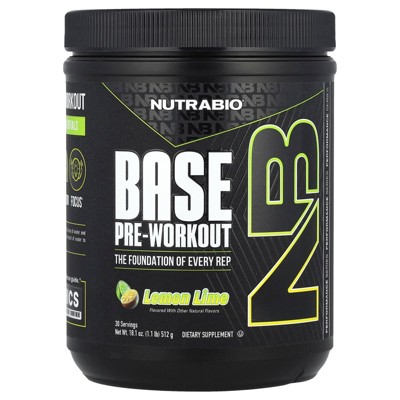 NutraBio Base Pre-Workout, Lemon Lime, 1.1 lb (512 g)
