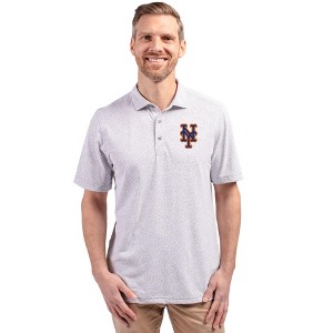 New York Mets Cutter & Buck Virtue Eco Pique Botanical Print Recycled Mens Polo - 1 of 1