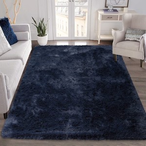 Fluffy Shaggy Rug: Tie-Dyed Furry Non-Shedding Plush Rug – Fuzzy Accent Carpet for Living Room, Bedroom | Soft Feet-Friendly Home Decor Floor Cover - 1 of 4