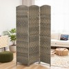 HOMCOM 3 Panel Room Divider, 6' Tall Folding Privacy Screen, Hand-Woven Freestanding Wood Partition for Home Office, Bedroom, Dark Rustic Oak - 2 of 4