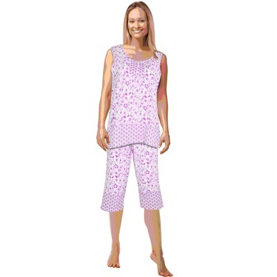 JEFFRICO Pajamas For Women Capri Set Sleepwear Soft Pajamas Short Sleeve Pajama Sleepshirt With Capri Pants