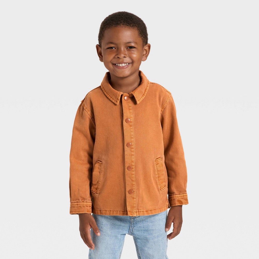 Toddler Boys' Twill Snap Front Jacket - Cat & Jack™ Brown 12M