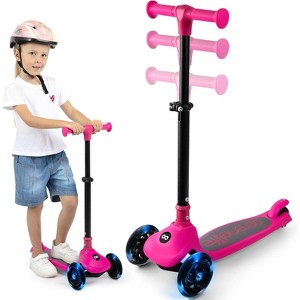 SereneLife 3-Wheel Foldable Kid Kick Scooter - Adjustable Handlebar, LED Lights - 1 of 4