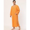 Lars Amadeus Men's Cotton V-Neck Side Split Long Night Gown with Pocket - 3 of 4