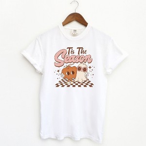 Simply Sage Market Women's Tis The Season Pumpkin Ghost Short Sleeve Garment Dyed Tee - 1 of 2