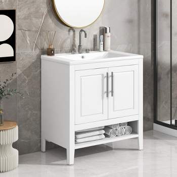 30" Bathroom Vanity with Sink, Multi-functional Bathroom Cabinet with Doors and Drawers 4M - ModernLuxe
