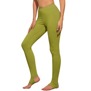 INSPIRE CHIC Women's Elastic Waistband Soft Gym Yoga Cotton Stirrup Pants Leggings - 1 of 4