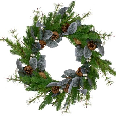 Northlight Mixed Pine, White Berries and Pinecones Artificial Christmas Wreath - 22-Inch, Unlit