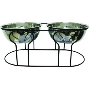 YML 7-Inch Wrought Iron Stand with Double Stainless Steel Feeder Bowls - 1 of 4