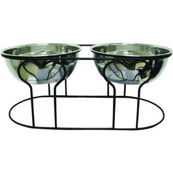 YML 7-Inch Wrought Iron Stand with Double Stainless Steel Feeder Bowls