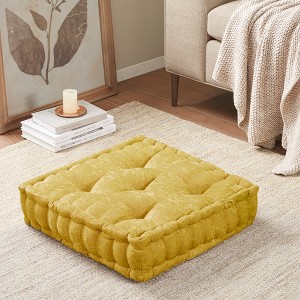 1 Pc Stylish Cozy Square Chenille Floor Pillow Cushion, Tufted Face Scallope Edge Polyester Filled Ultra Soft Cushion for Relaxing Decor Style - 1 of 4