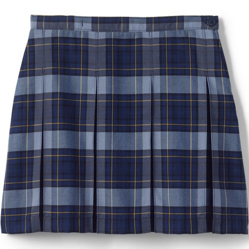 Lands' End School Uniform Girls Plaid Box Pleat Skirt Top Of The Knee ...