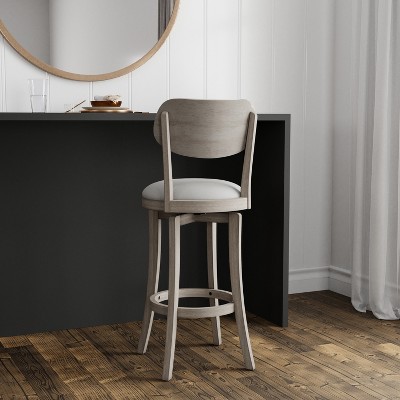 Sloan Aged Gray 43'' Swivel Bar Height Stool with Fog Upholstery