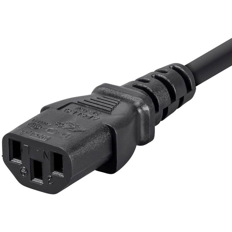 Monoprice 3-Prong Extension Cord - 6 Feet - Black | IEC 60320 C14 to IEC 60320 C13, 18AWG, 13A, 125V, 3 of 7