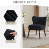 Velvet Accent Chairs Set of 2 - Wingback Mid-Century Modern with Wood Legs for Living/Dining Room, Black - 4 of 4