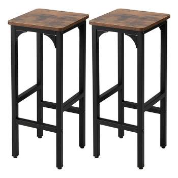 Tangkula Set of 2 Industrial Bar Stools 28" Kitchen Breakfast Bar Chairs Rustic Brown
