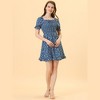 Allegra K Women's Square Neck Puff Sleeve Smocked Floral Ruffled Hem Dress - 3 of 4