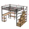 Full Size Metal Loft bed with Staircase, Built-in Desk and Shelves, Black - 3 of 3