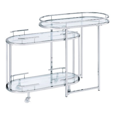 Carrowdore Glass Shelf Serving Cart Chrome/Clear - miBasics