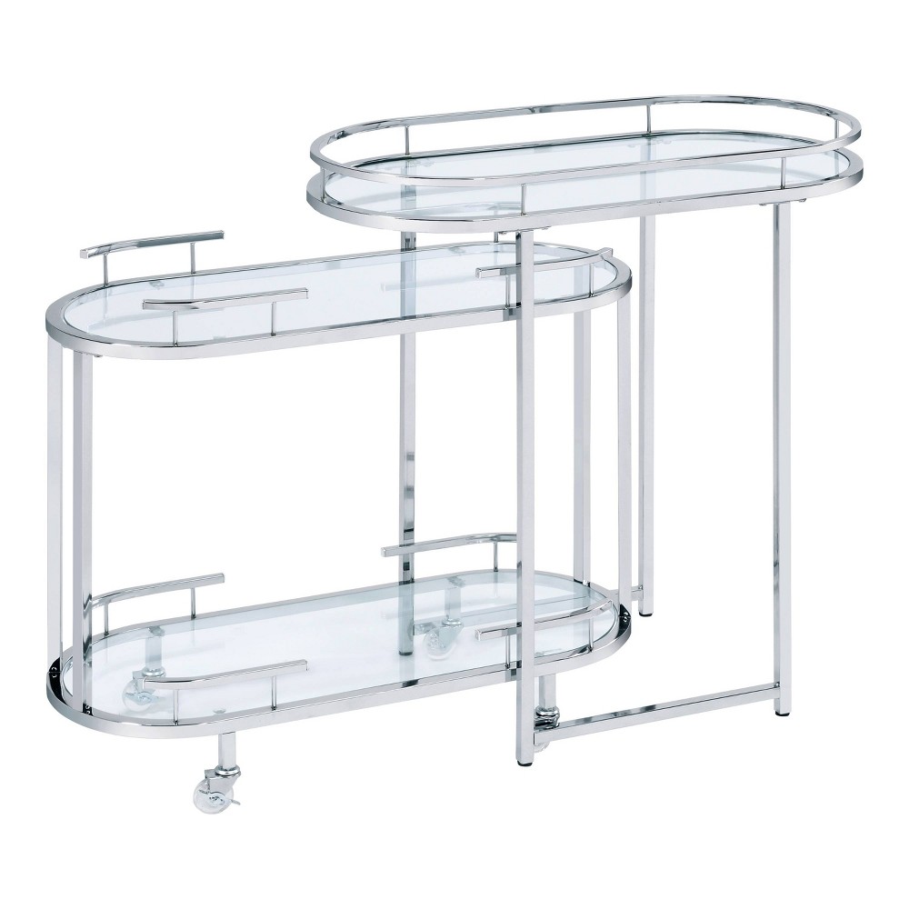 24/7 Shop At Home Carrowdore: Mobile Beverage Cart with Lockable Wheels, 3-Tier Chrome Finish