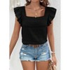 Fulvari Women's 2025 Summer Ruffle Cap Sleeve Blouse Square Neck Textured Shirt Dressy Casual Tops - 4 of 4