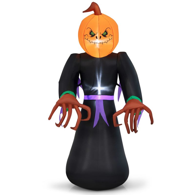 Costway 6.5 FT Inflatable Halloween Warlock with Pumpkin Head Blow-up Pumpkin Reaper, 3 of 11