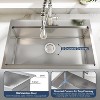 24x18 Inch Drop In Kitchen Sink, Stainless Steel Kitchen Single Bowl Sinks, Top Mount Workstation Sink, 2 Piece Set, Silver - 3 of 4