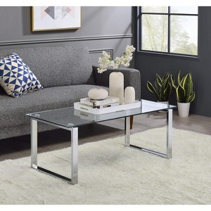 Kings Brand Furniture Modern Chrome Finish with Glass Top Rectangular Cocktail Coffee Table for Living Room - 1 of 4