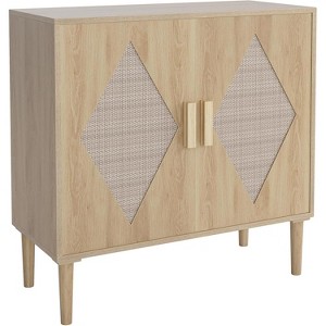 Buffet Cabinet Sideboard with Rattan Decor, 2-Door Accent Storage Cabinet, Ideal for Living Room, Dining Room, Entryway, and Kitchen - 1 of 4