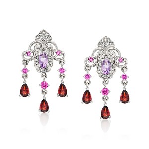 Ross-Simons 2.20 ct. t.w. Multi-Gemstone and .10 ct. t.w. Diamond Chandelier Earrings in Sterling Silver - 1 of 3