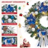 24 Inch Christmas Wreath with Lights, Blue Artificial Holiday Wreath with Flowers & Ball Ornaments, Decorative Christmas Door Wreath for Fireplace - 3 of 4