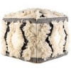 Livabliss Apache 20"H x 20"W x 14"D Global Cream Pouf: Wool Rectangle Ottoman, Classic Pattern - 3 of 4