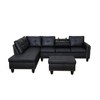 DOMETOUR Modern Black Faux Leather 3 Piece Sofa Set - Sleek & Durable Living Room Furniture - 2 of 4