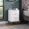 PAGED Nightstand with 3 Drawers, Mid-Century Modern Side Table with Gold Metal Legs and Wavy Drawer Panels, End Table for Bedroom - 2 of 4