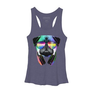 Women's Design By Humans Rainbow Disco Pug By clingcling Racerback Tank Top - 1 of 3
