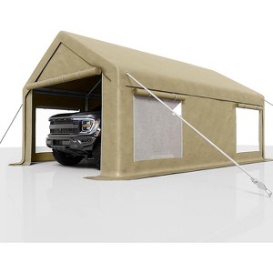 10x20 Foot Portable Carport Canopy, Waterproof & UV-Resistant Shelter with Roll-Up Windows, Removable Sidewalls for Cars, Trucks - 1 of 4