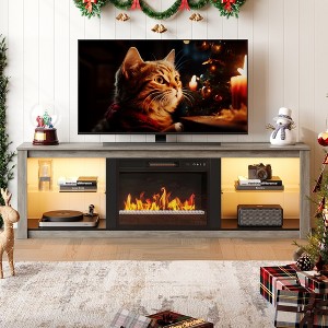 Bestier 71" Fireplace TV Stand for TVs Up to 75", LED Modern TV Console Entertainment Center with Electric Heater & Storage Shelves for Living Room - 1 of 4