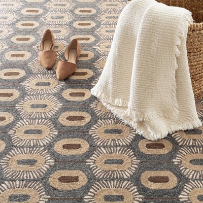 Stowe Geometric Gray Wool Handmade Flatweave Rug