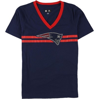 G-III Sports Womens New England Patriots Embellished T-Shirt, Blue, Medium