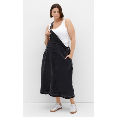 Women's Plus Size Pinafore Midi Dress - black | CITY CHIC