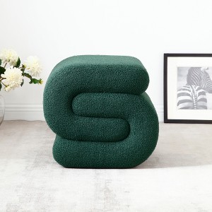 UPHA Modern S-Shape Small Makeup Stool Fabric Ottoman, Footstool - 1 of 4