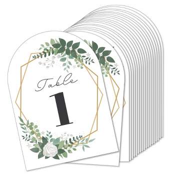 Big Dot of Happiness Boho Botanical Bride - Greenery Bridal Shower and Wedding Party Double-Sided 5 x 7 inches Cards - Table Numbers - 1-20